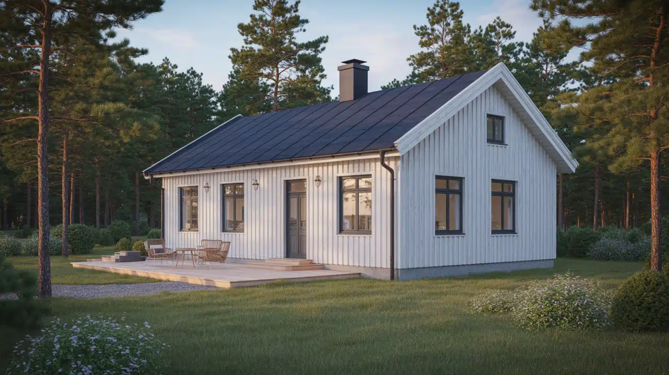 Classic White Scandinavian Wooden House