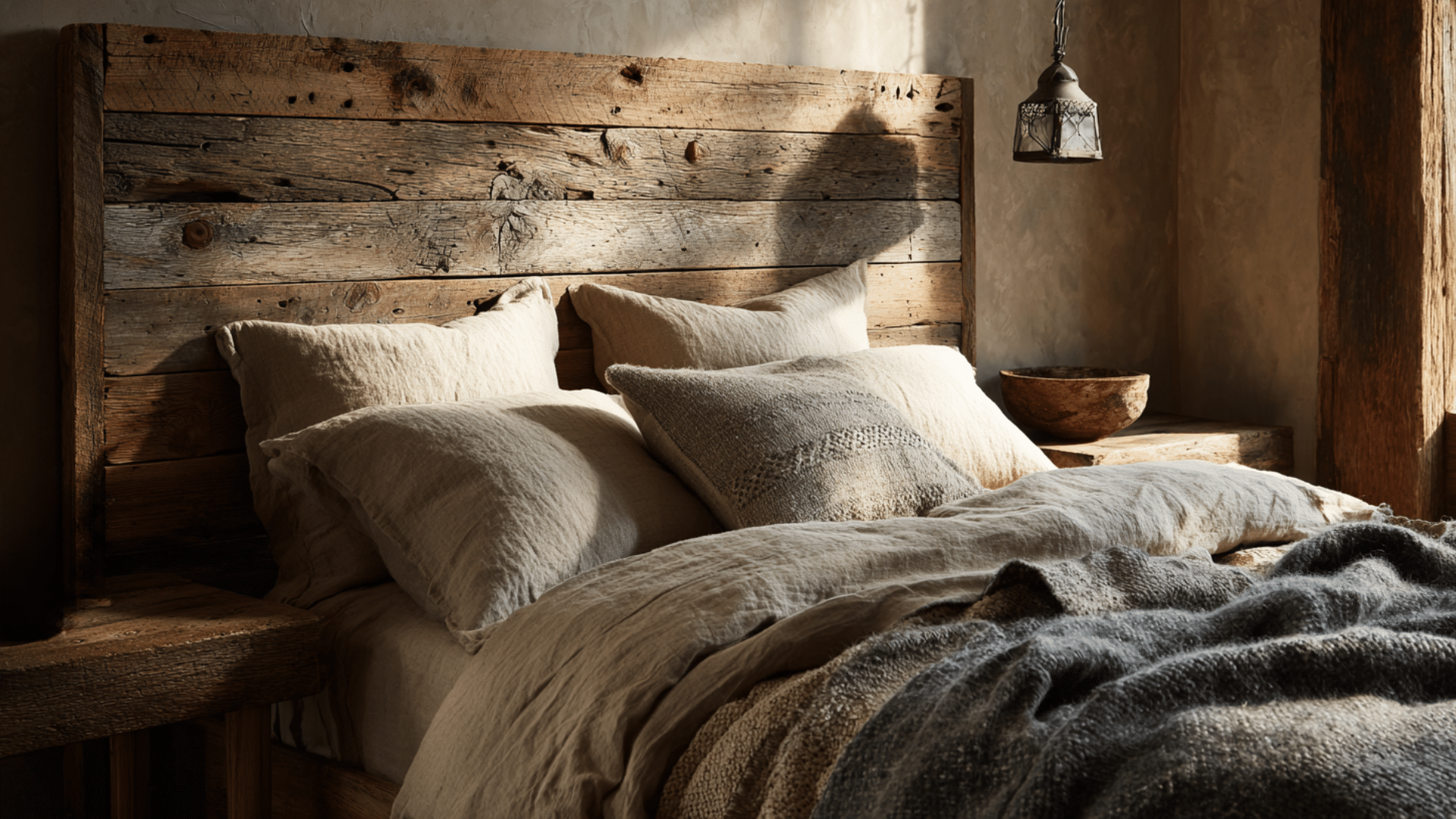 add a reclaimed wood headboard