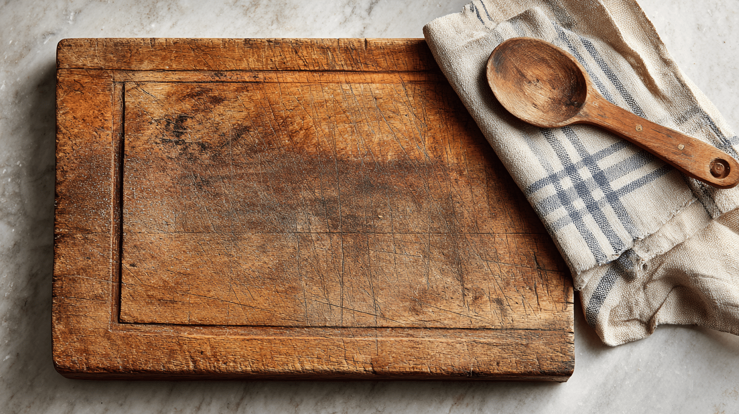 add a worn wooden cutting board