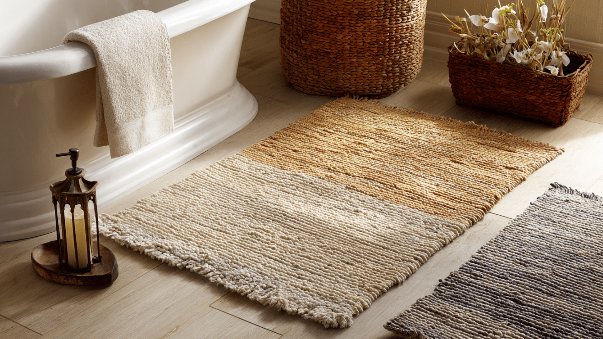 add natural fiber bath mats