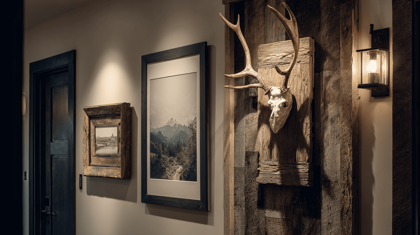 antler or wooden wall hangings