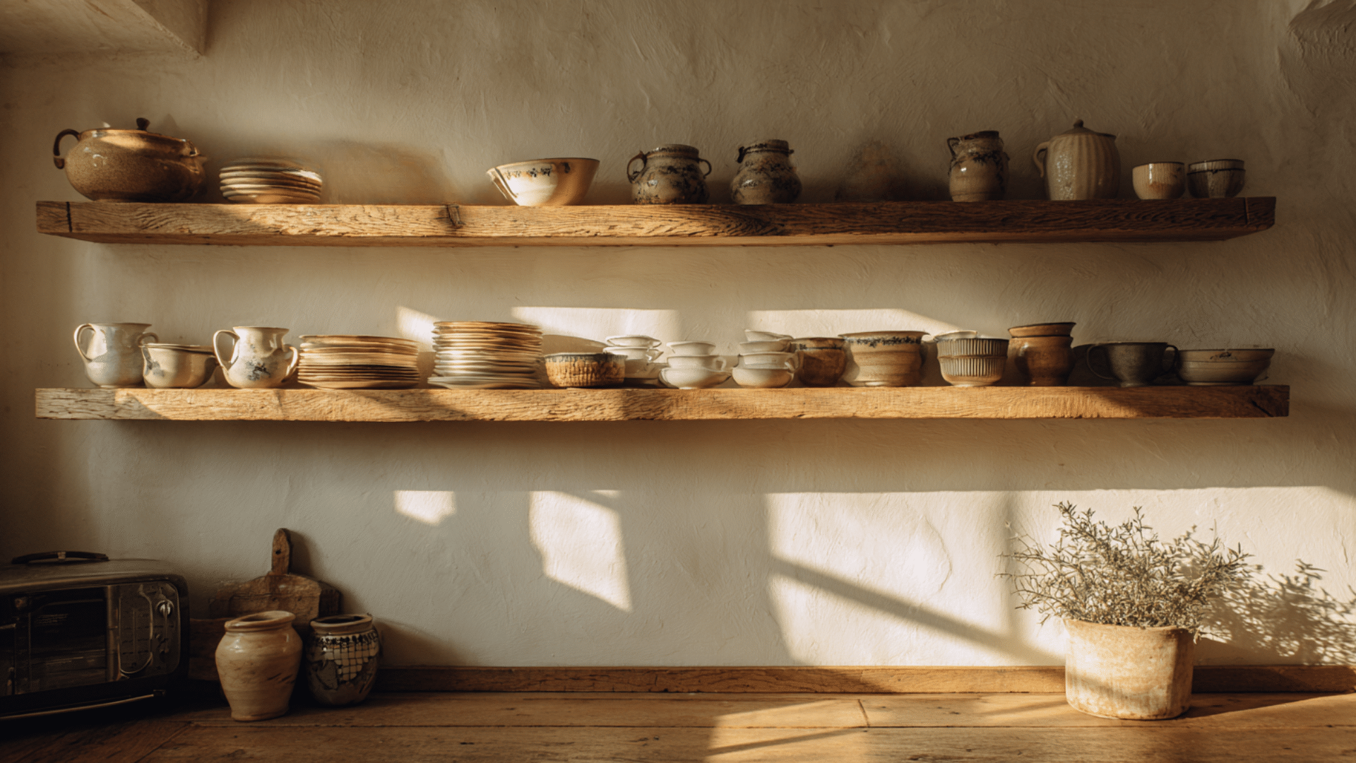 choose open wooden shelving