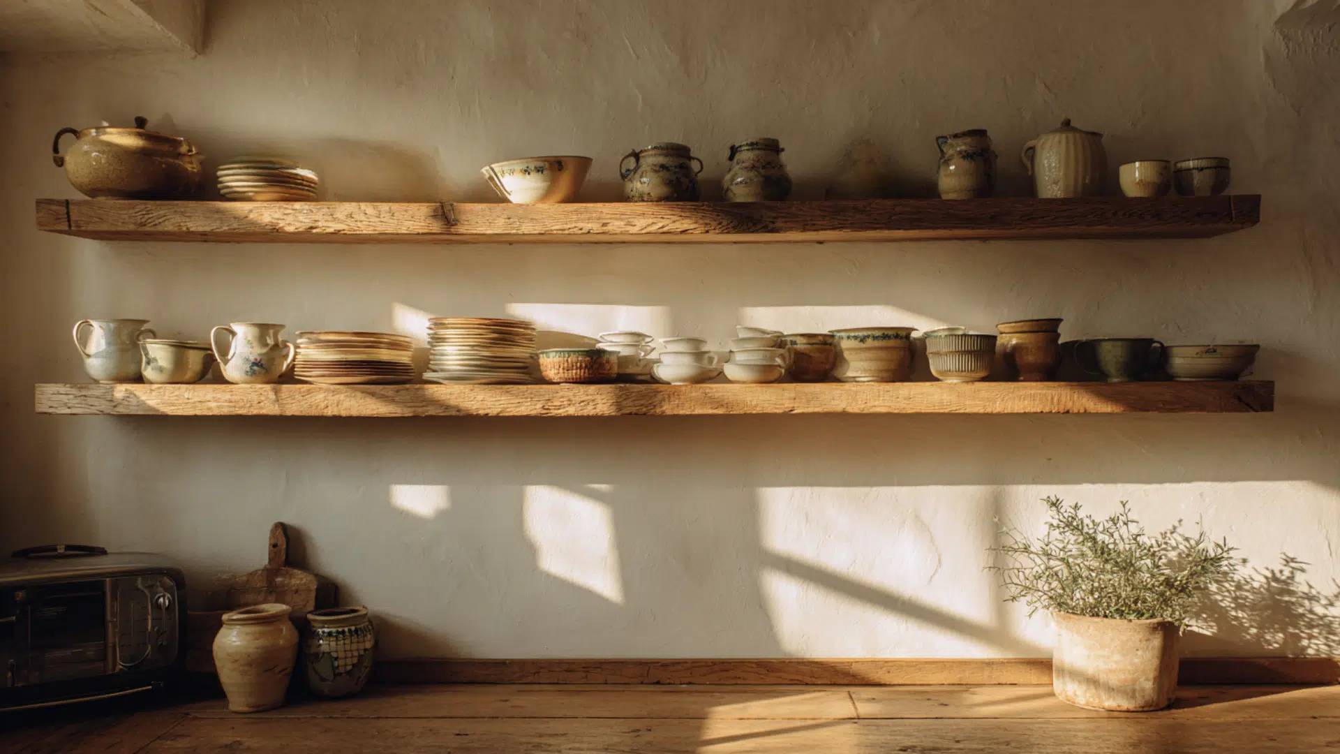 choose open wooden shelving