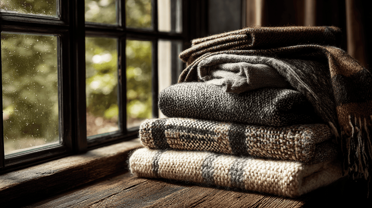 cozy wool throws and layered blankets
