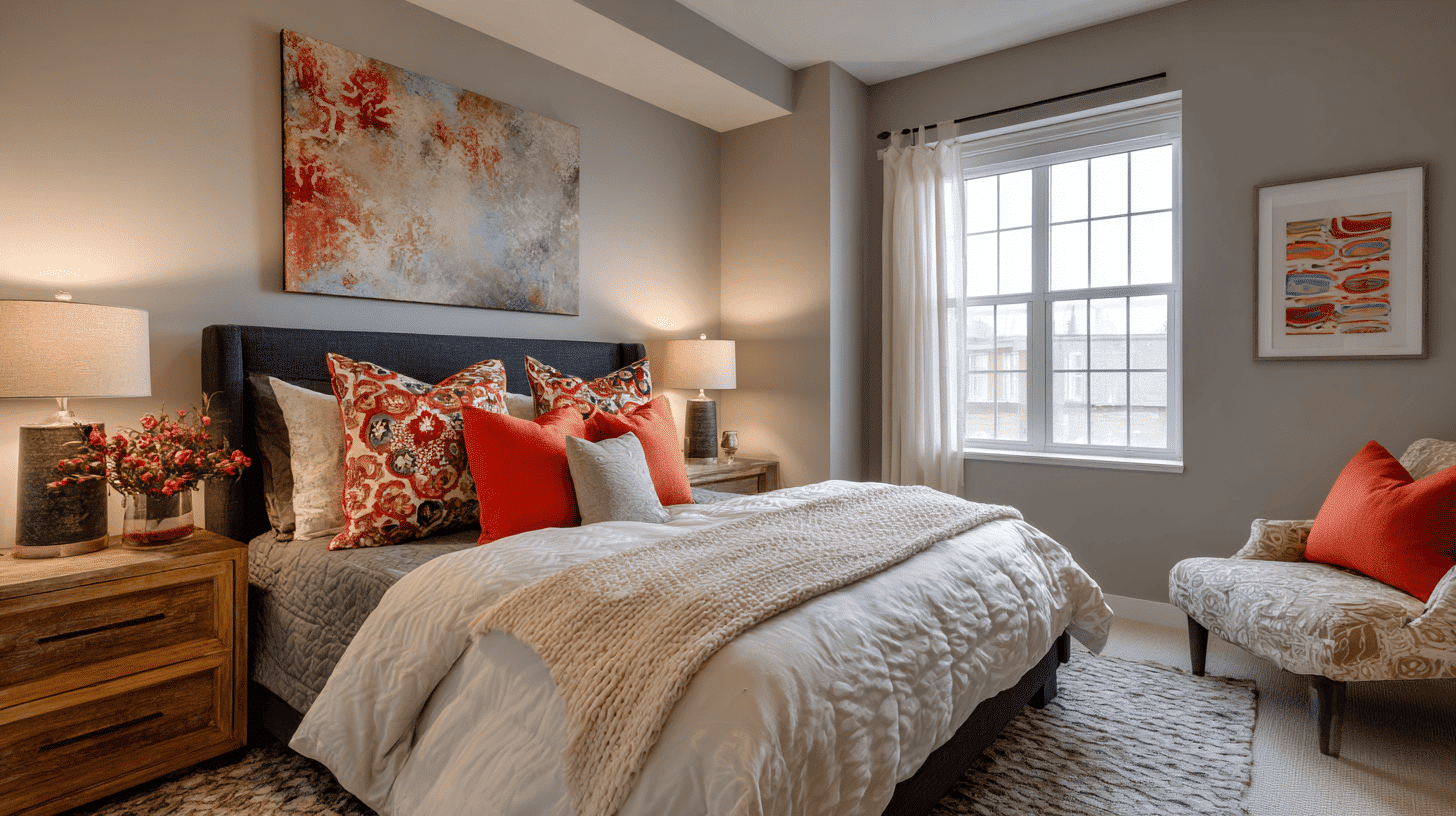 cute bedroom color pop accents