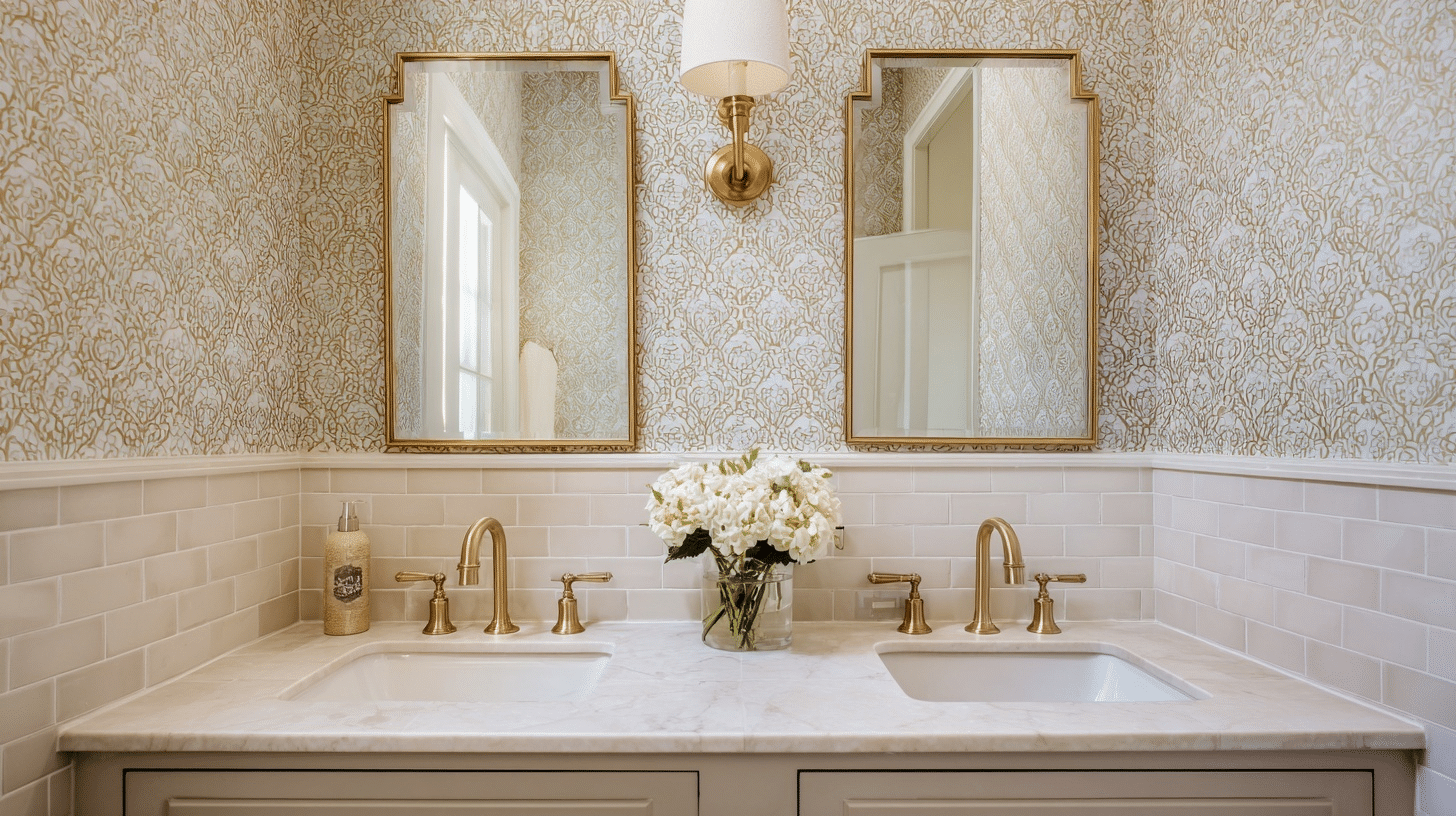 decorative wallpaper on accent wall