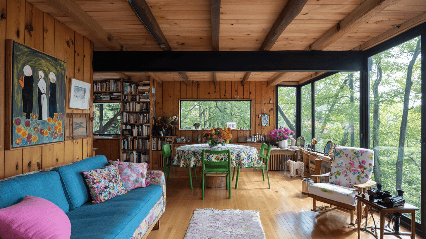 exposed wooden ceiling beams