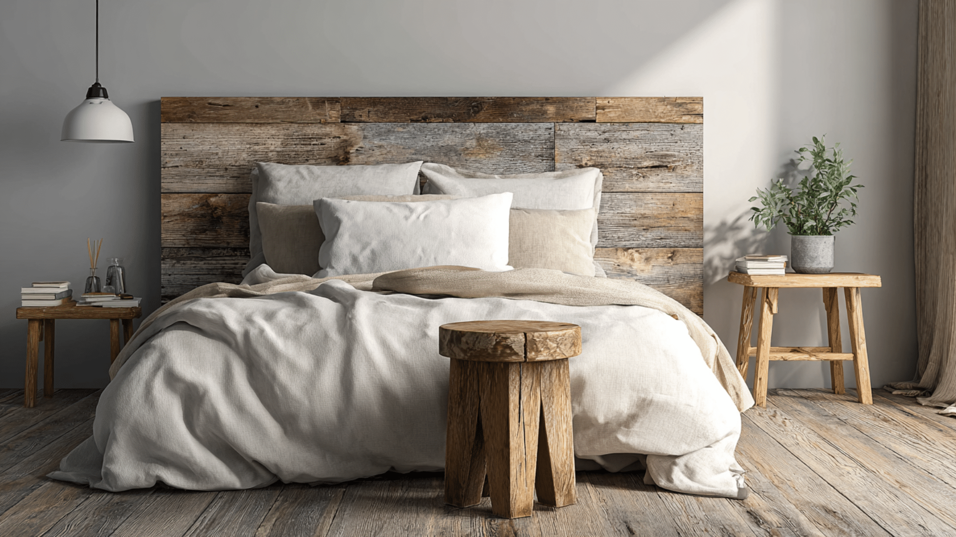 keep nightstands simple and asymmetrical