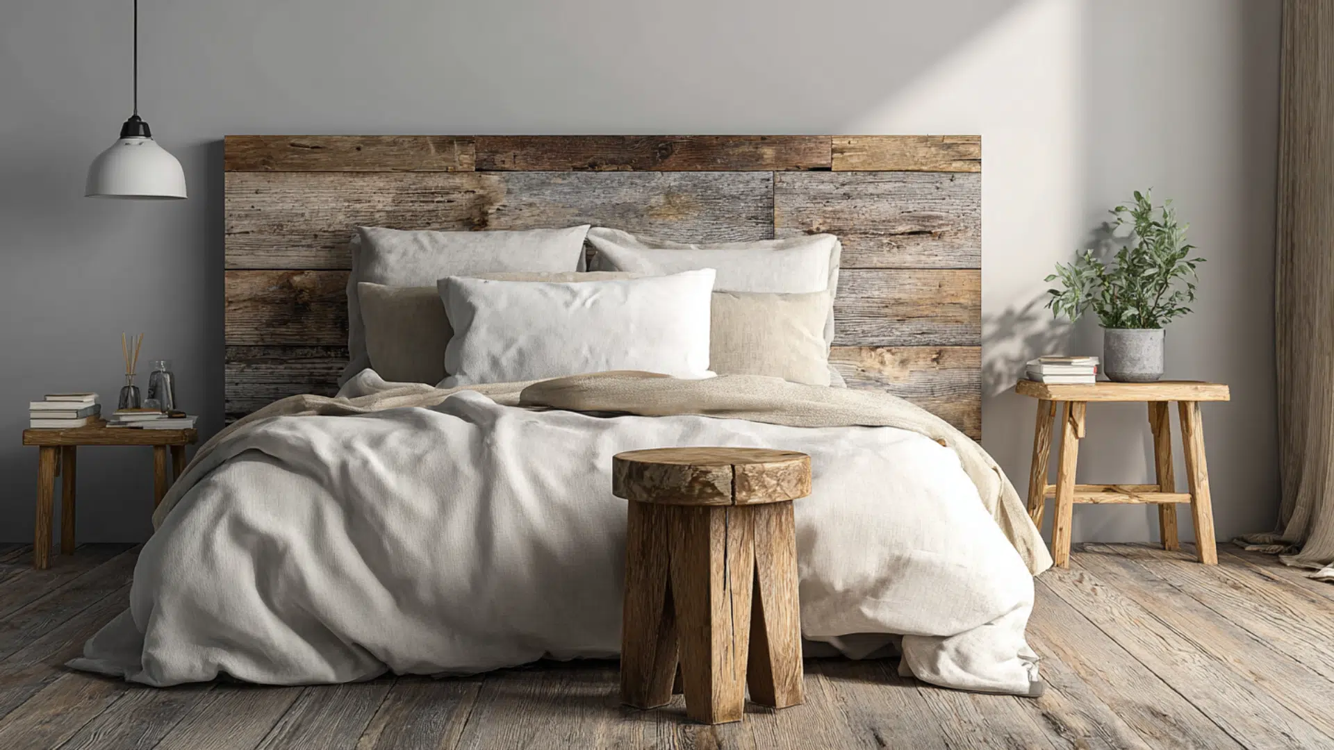 keep nightstands simple and asymmetrical