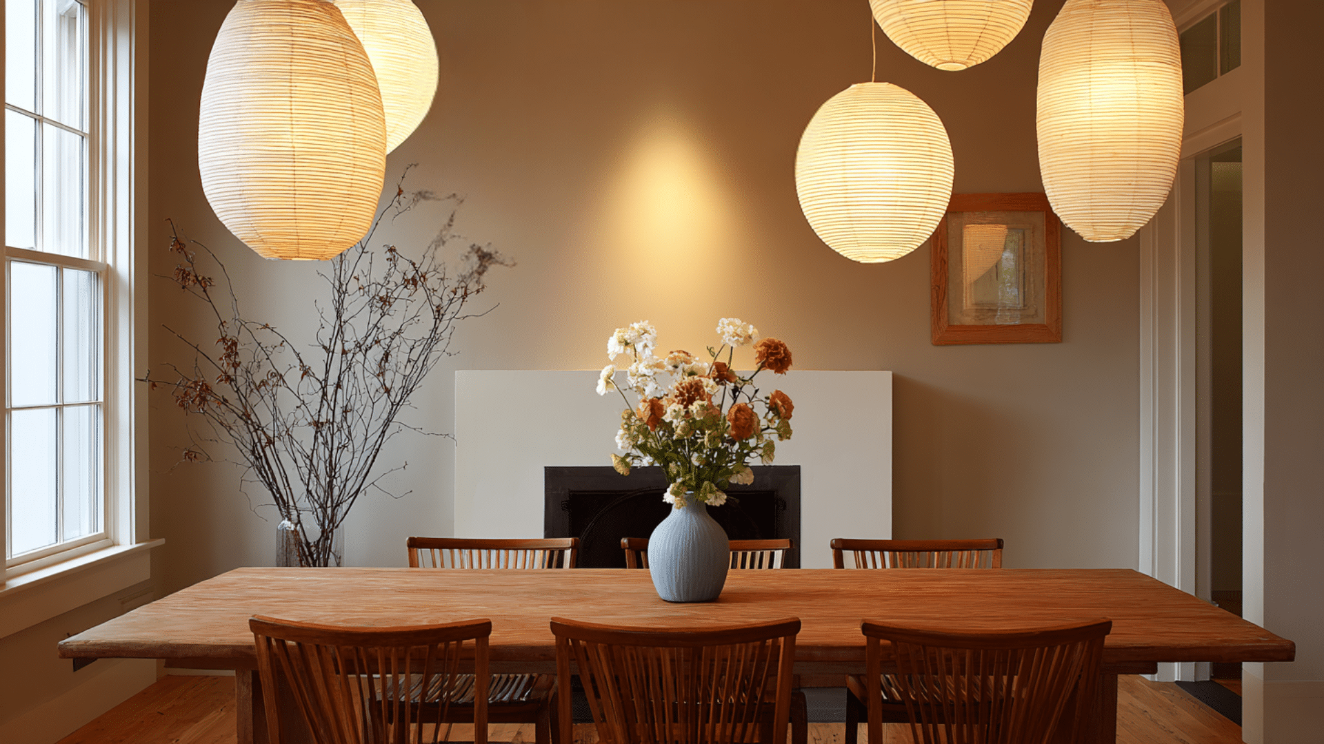 light with simple paper lanterns