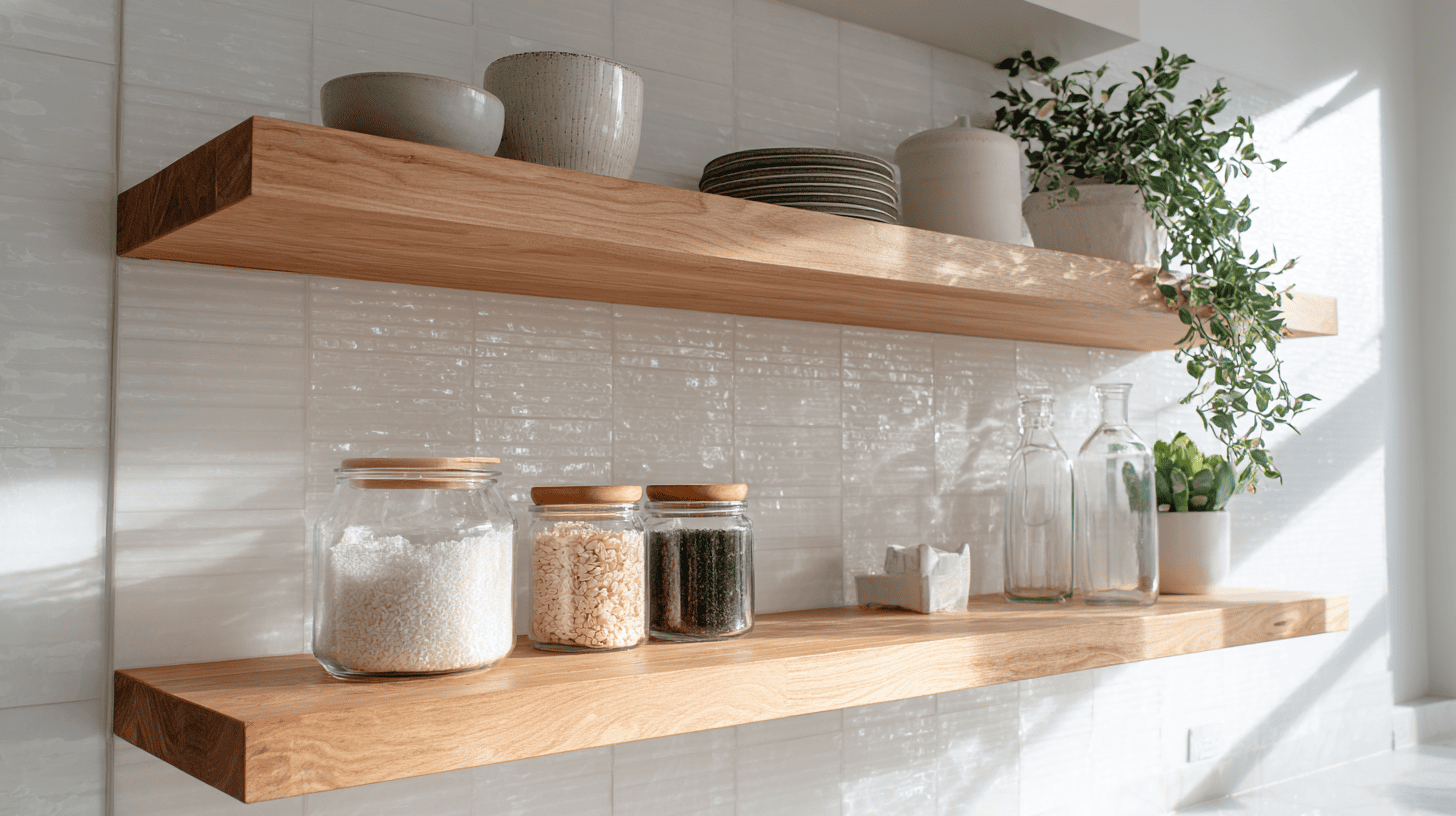 minimalist open shelving