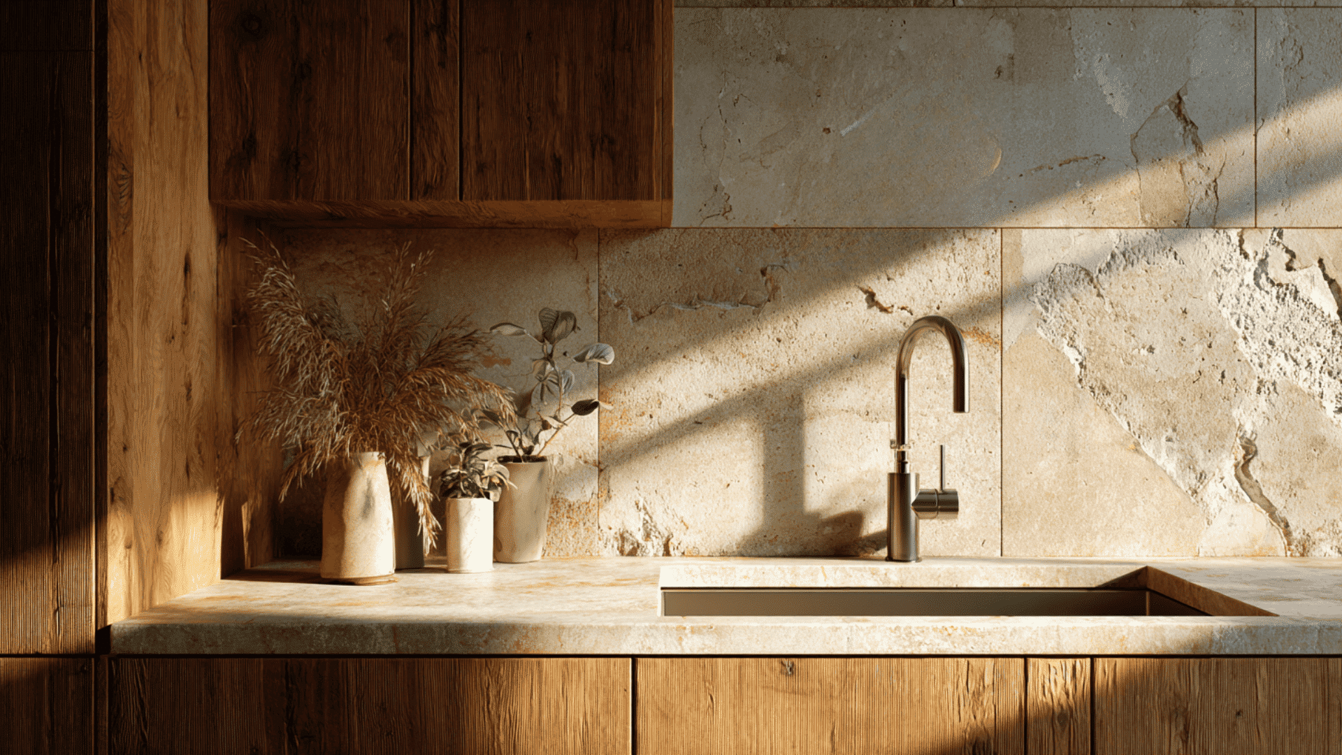 mix modern fixtures with rustic decor