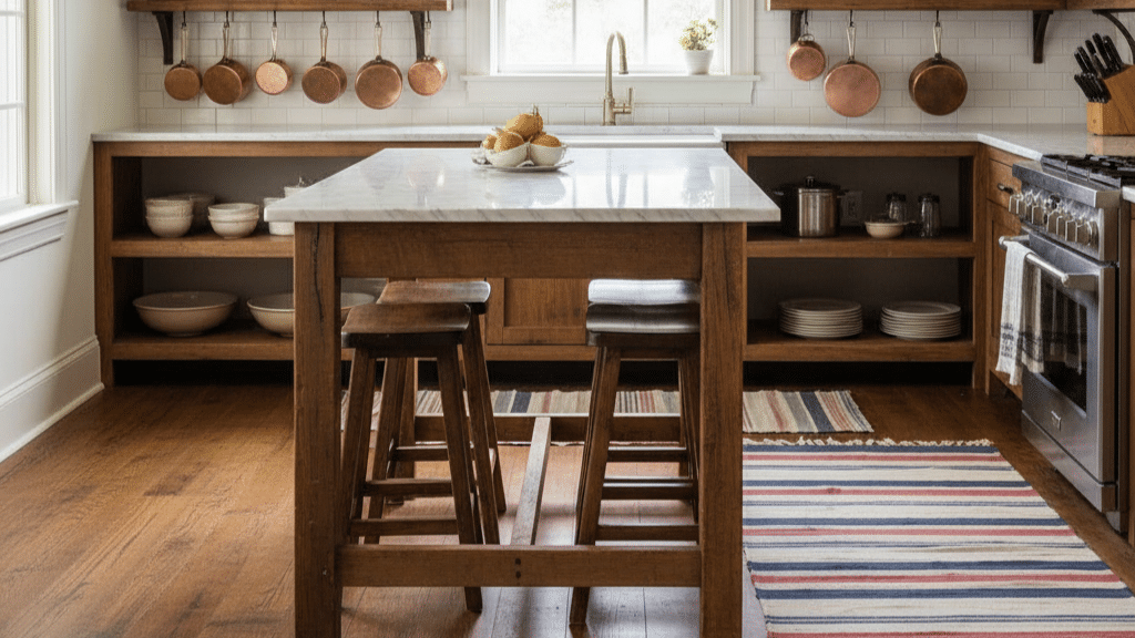 open shelving in kitchen