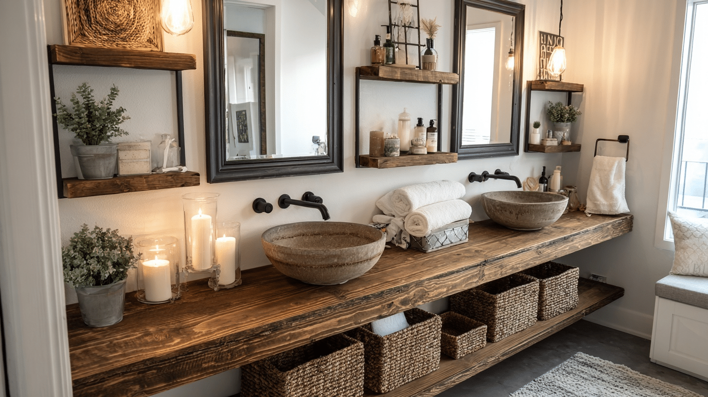 open shelving with styled displays