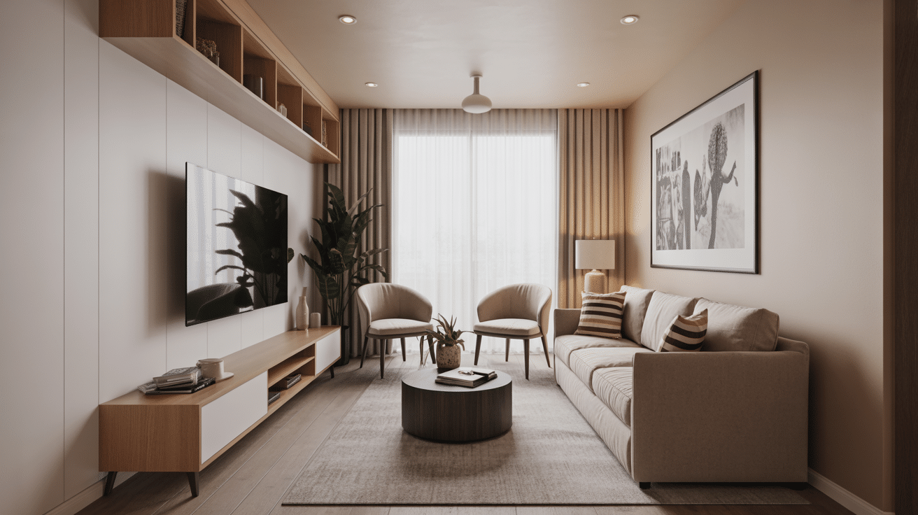 place the tv on the long wall