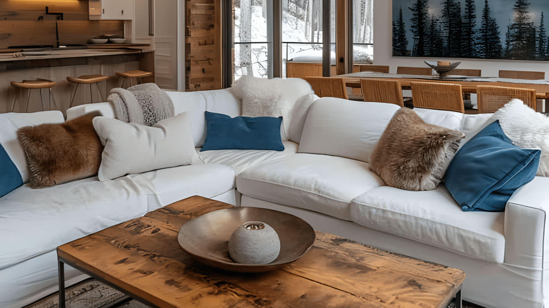 position dining table near the kitchen