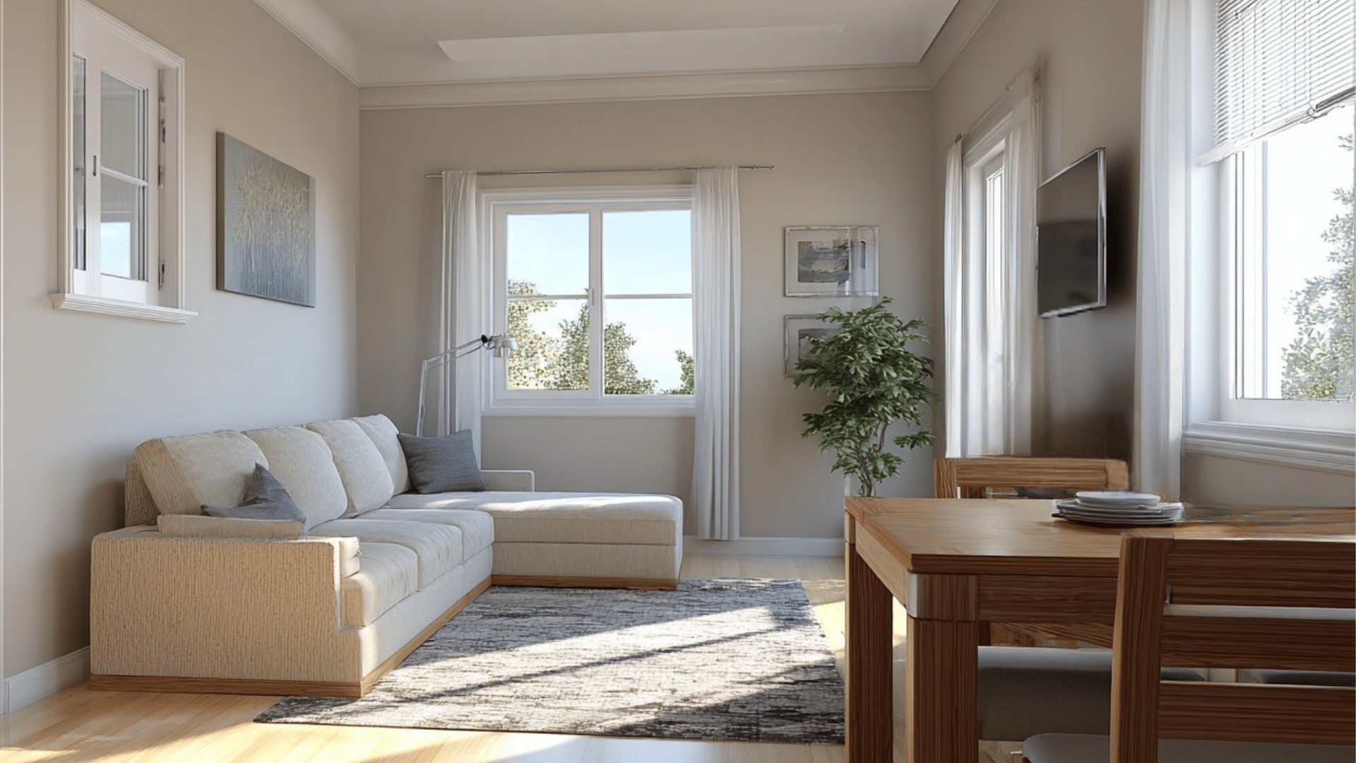 position furniture along opposite walls