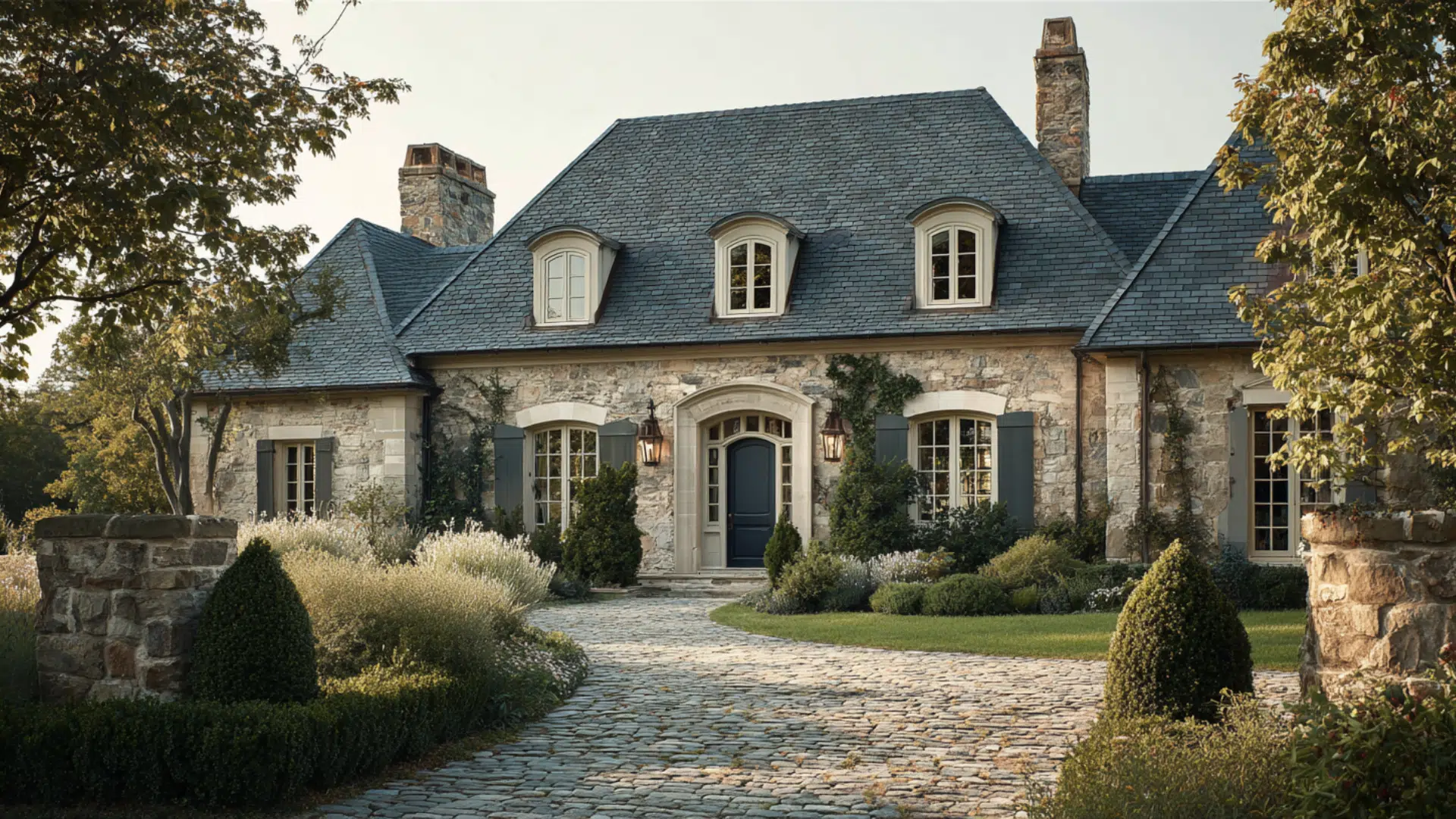 steeply pitched roof