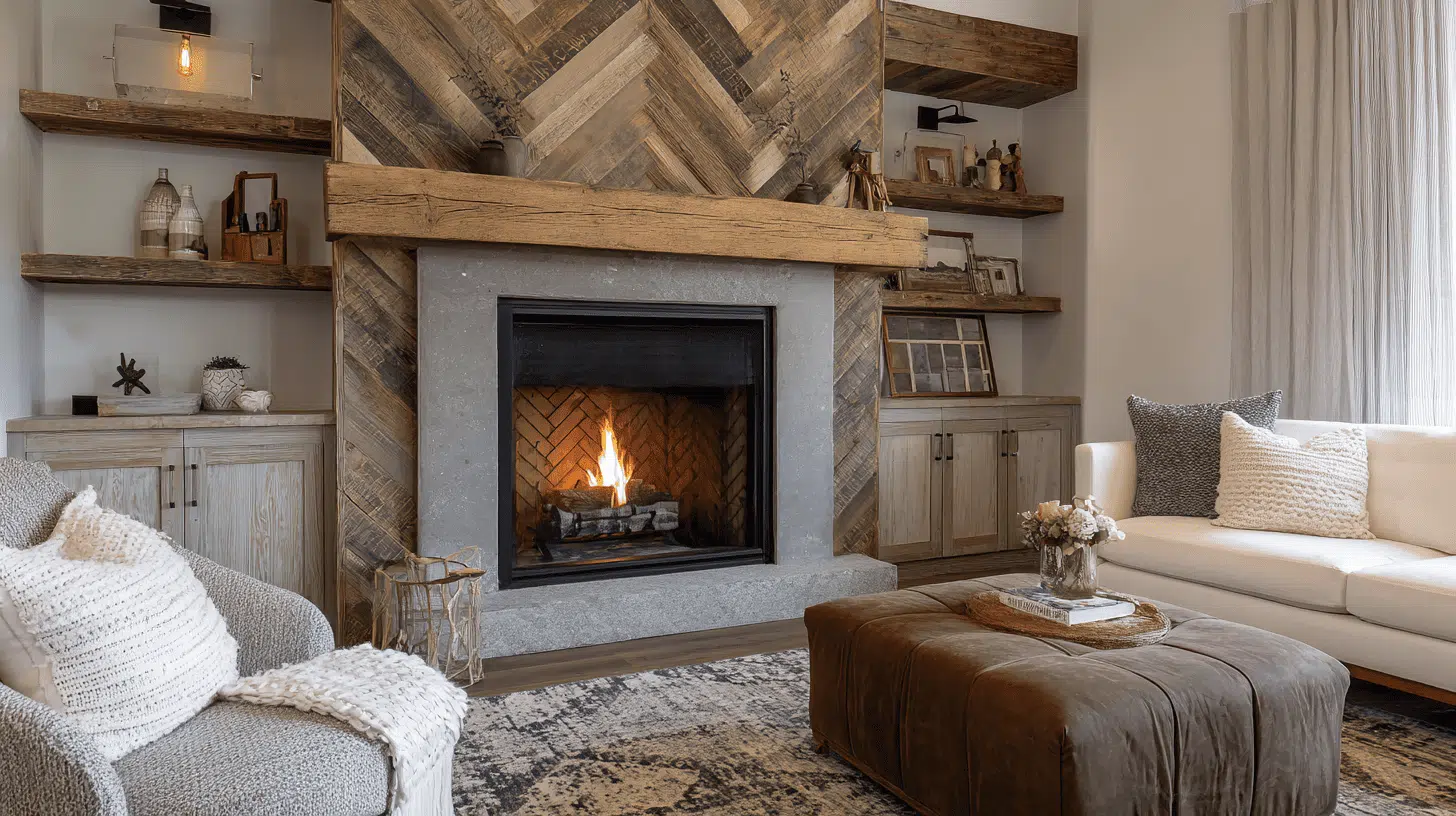 stone accent fireplace