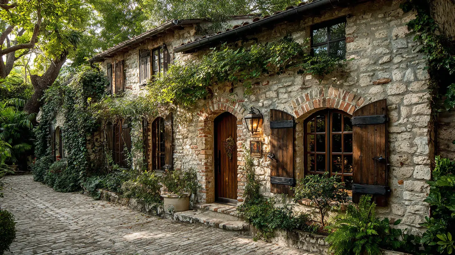 stone or brick facade