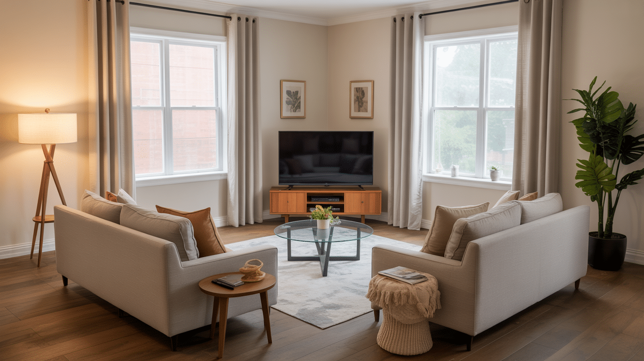 try a corner tv setup