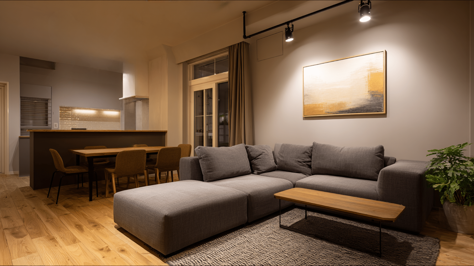 try an l shaped sectional corner setup