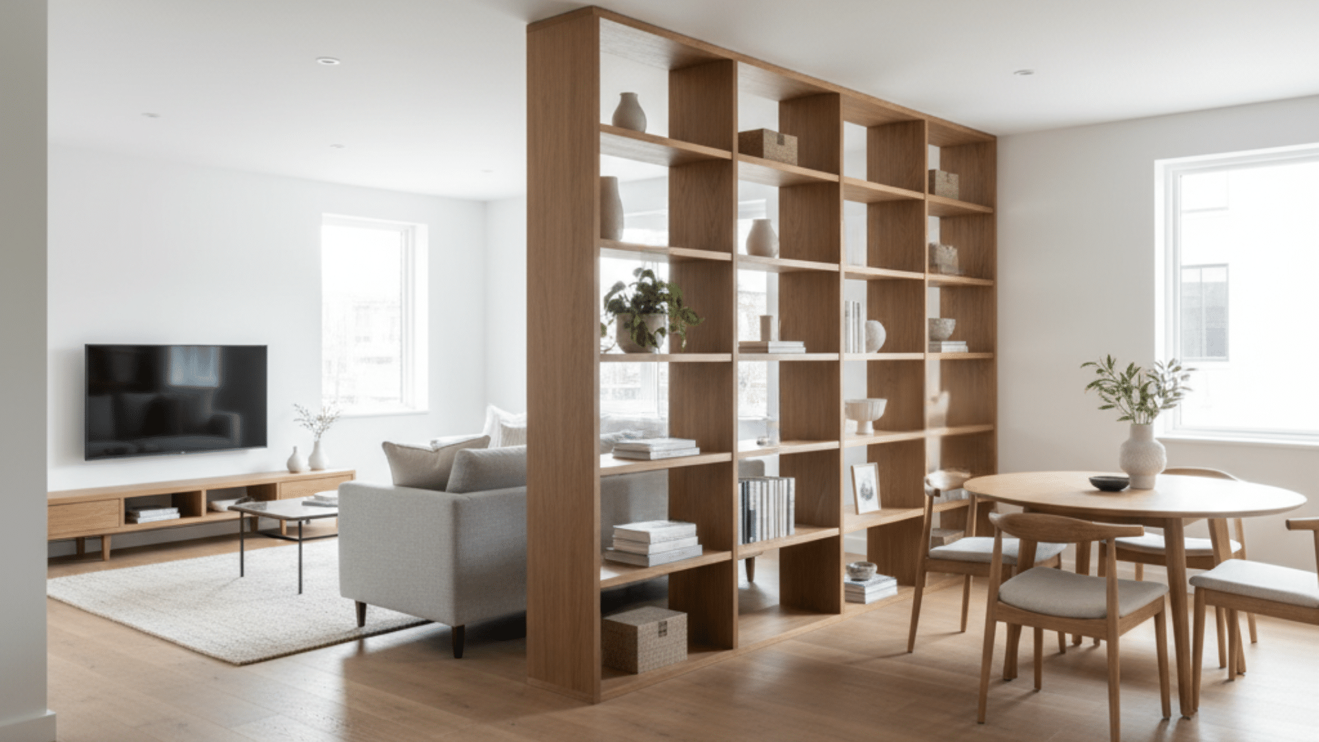 use a bookshelf as a partition