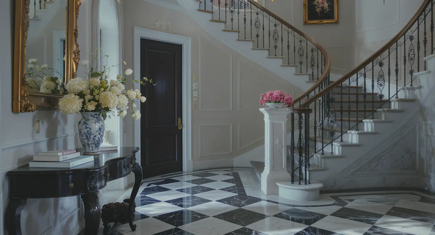 use black and white floor tiles