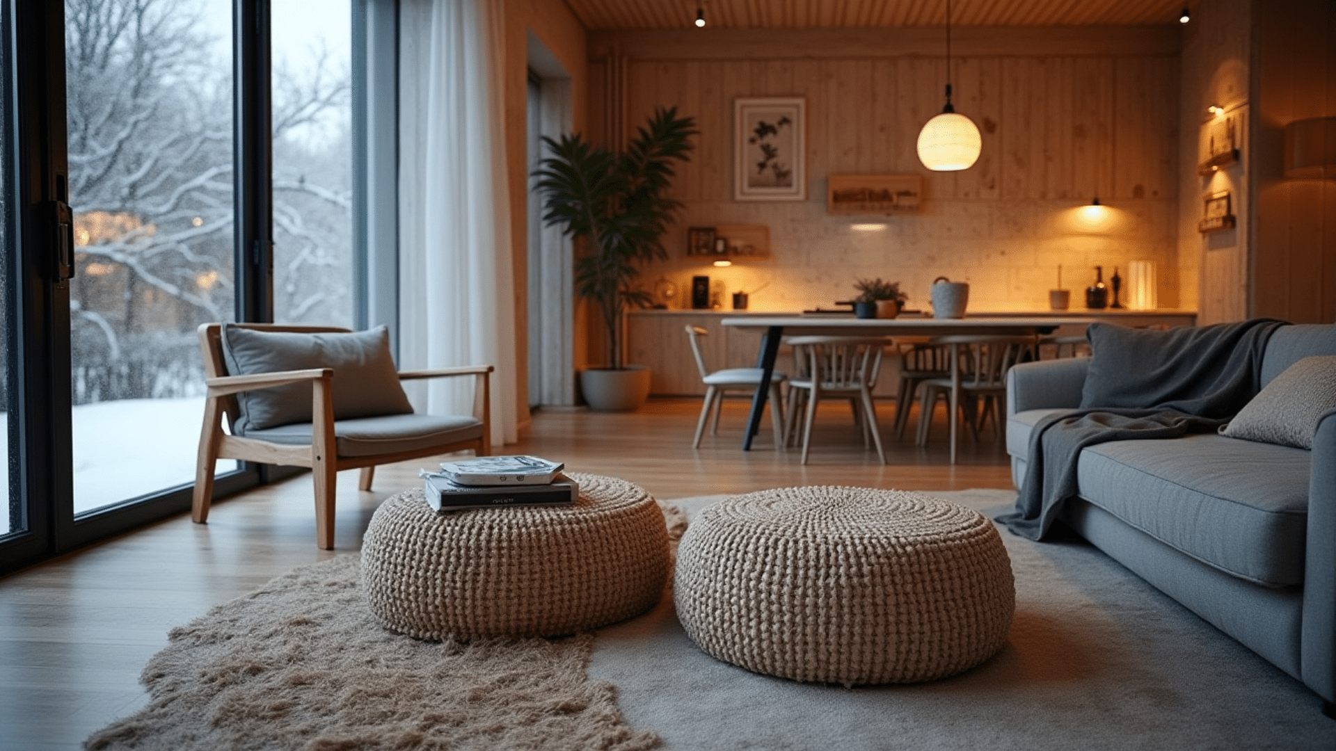 use ottomans for flexible seating