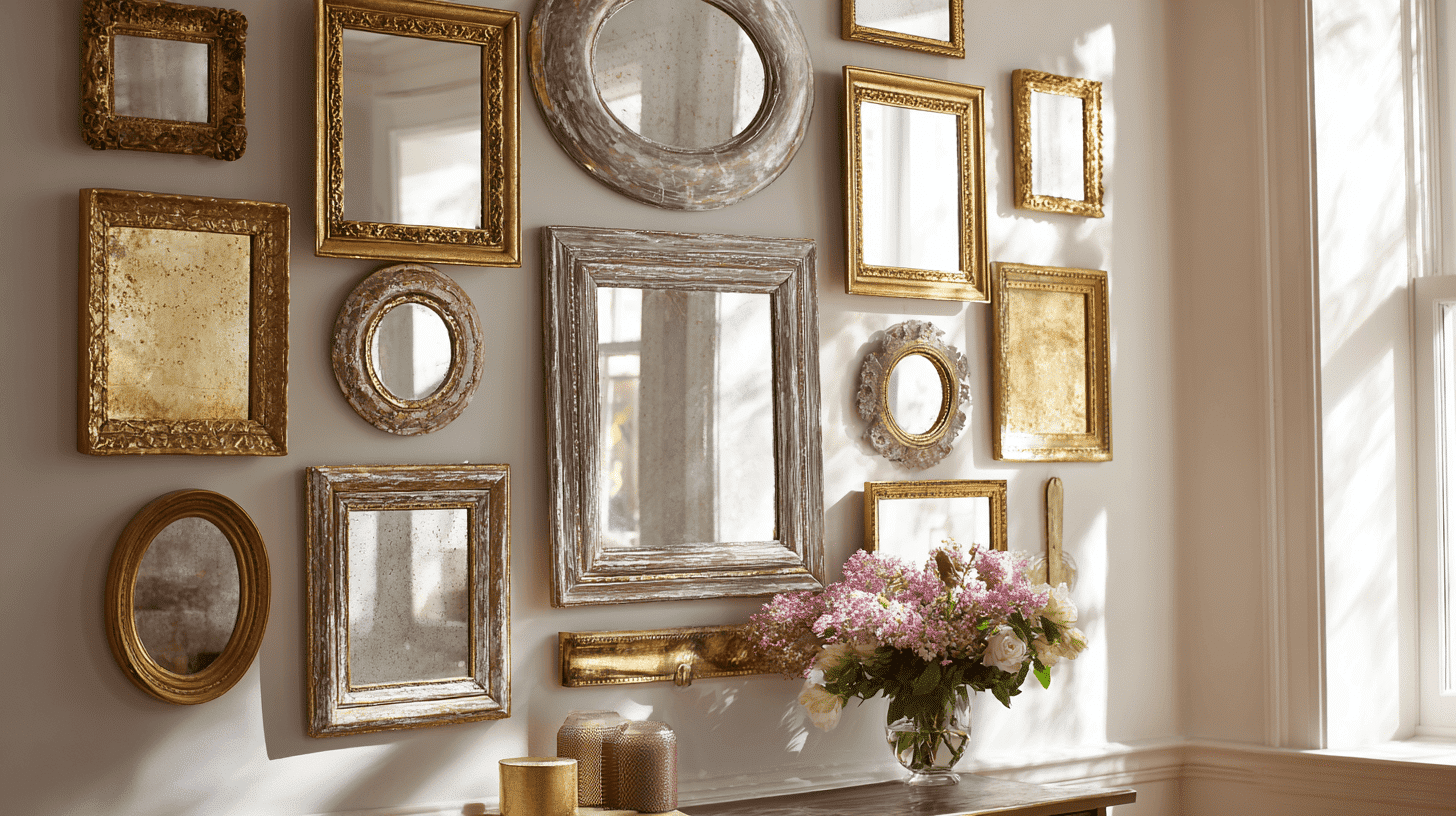 vintage mirror collection display