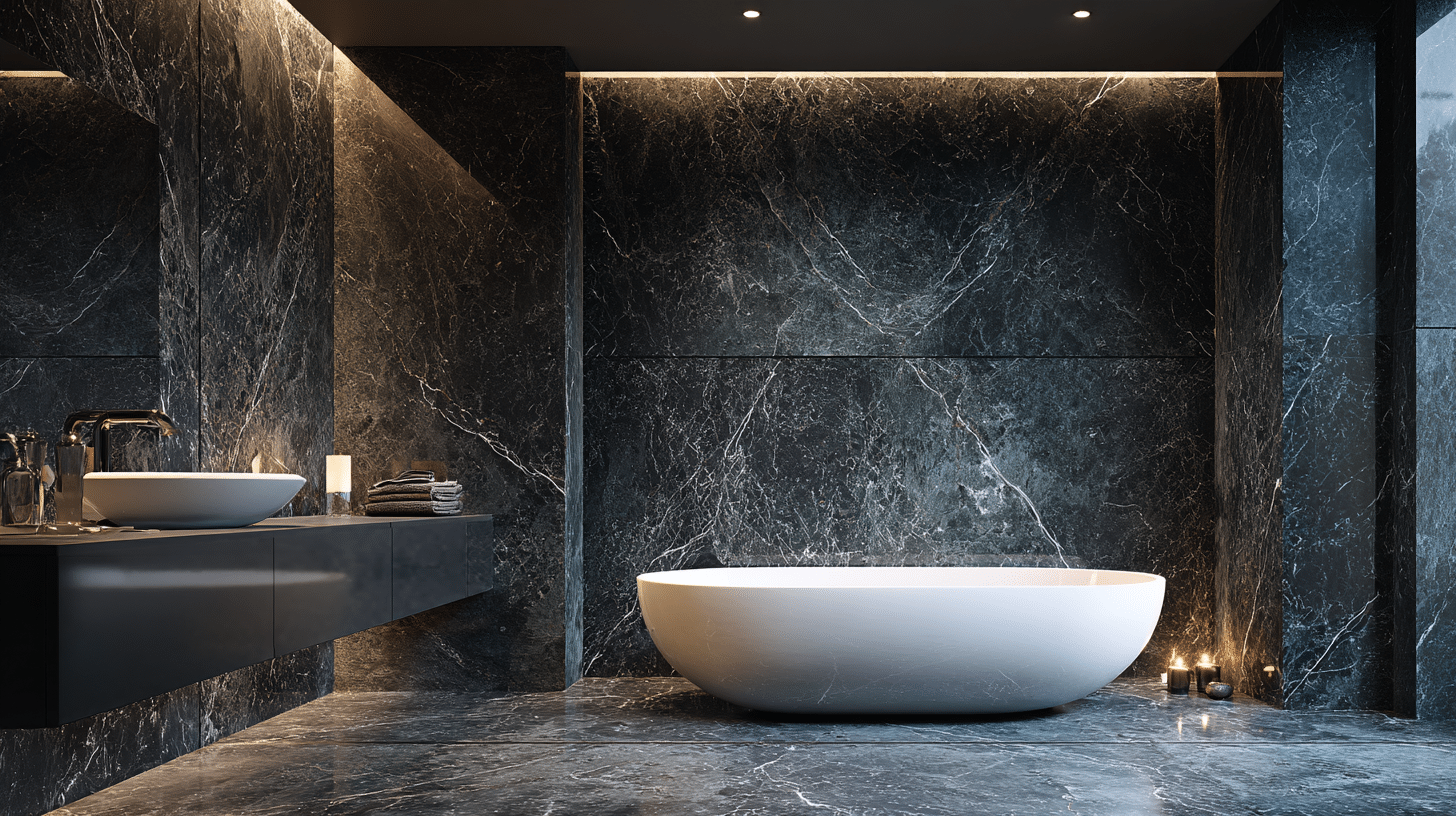 Black Marble Surfaces with Minimal White Fixtures