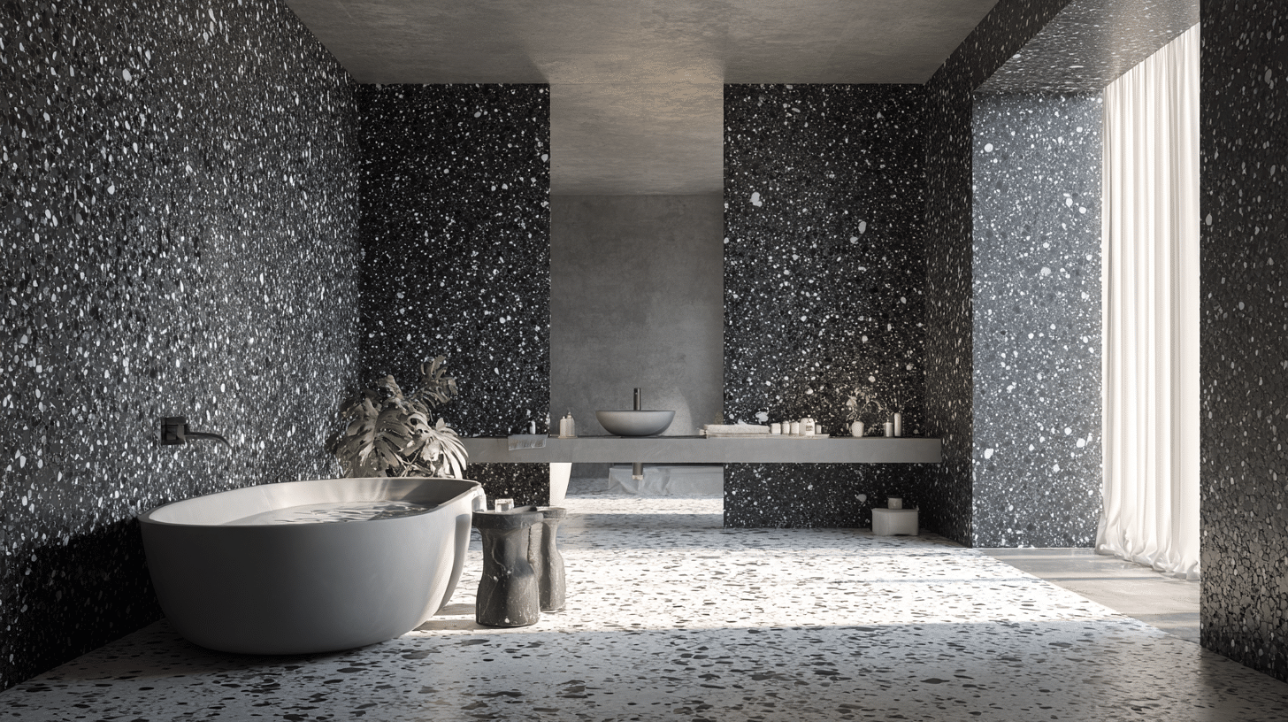 Black Terrazzo Used Exclusively on Walls