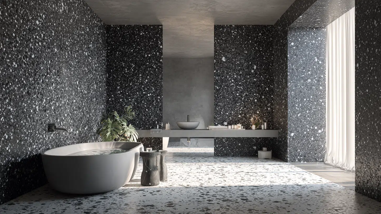 Black Terrazzo Used Exclusively on Walls