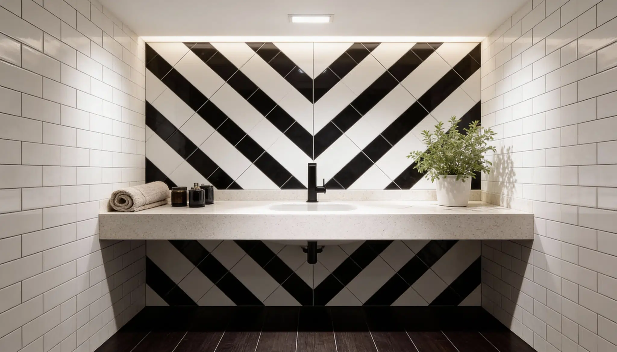 Diagonal Black-and-White Split-Axis Layout