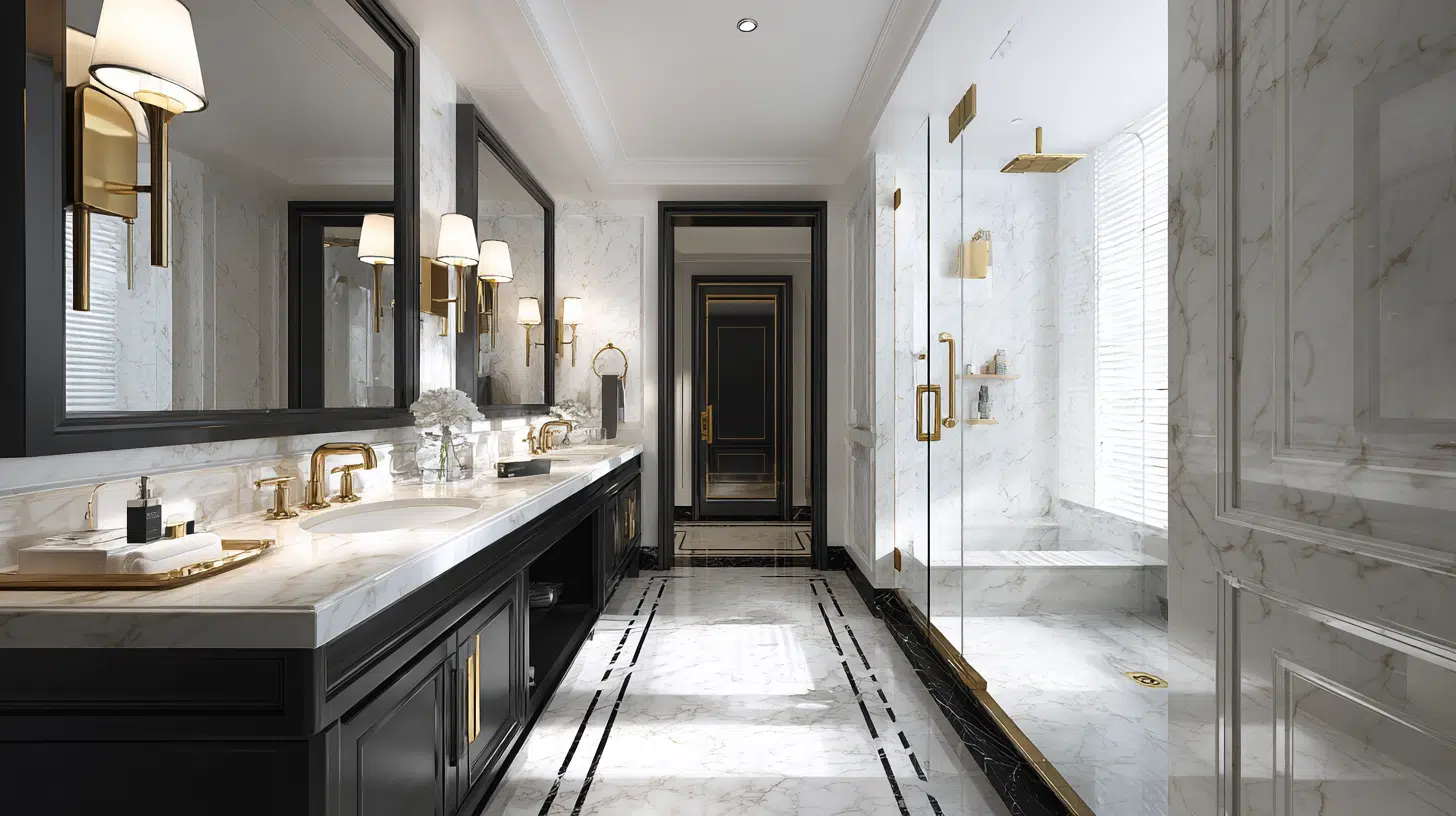 High-Contrast Luxury Hotel-Inspired Bathroom