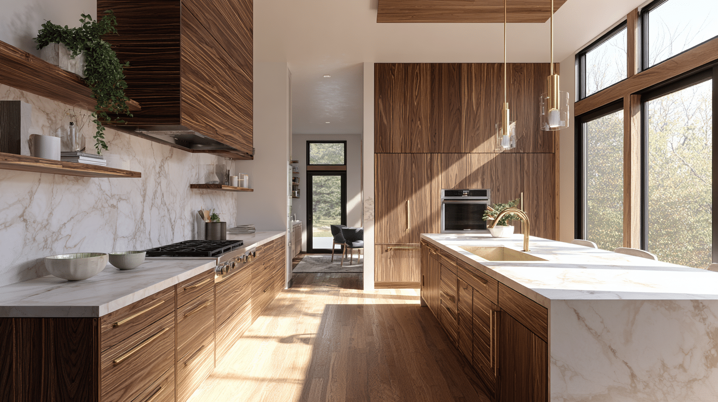 Horizontal Grain Walnut Cabinets