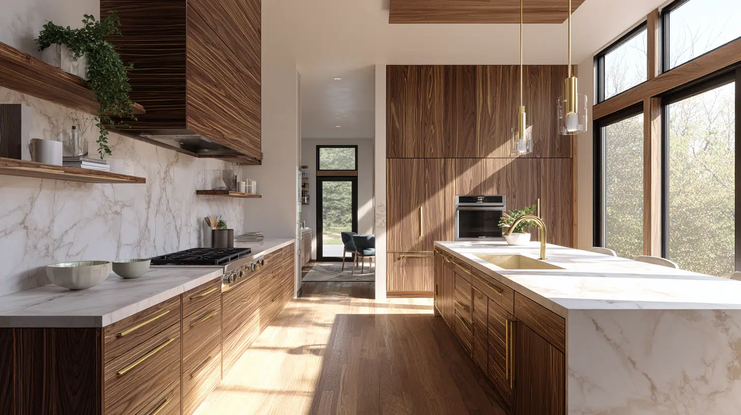 Horizontal Grain Walnut Cabinets