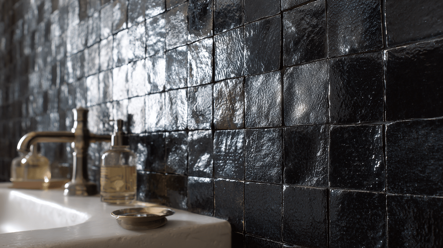 Irregular Black Zellige Tiles for Organic Texture
