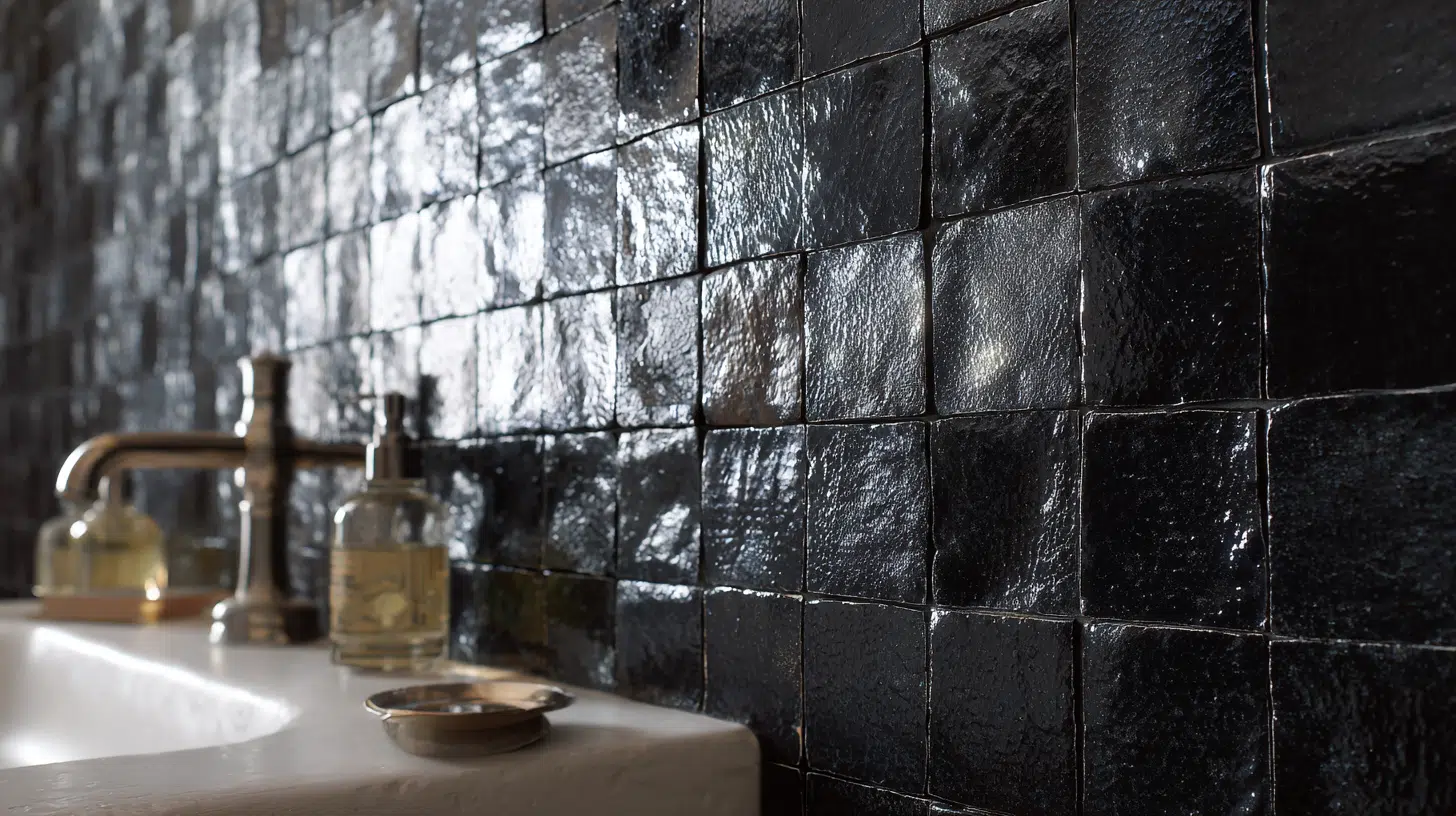 Irregular Black Zellige Tiles for Organic Texture