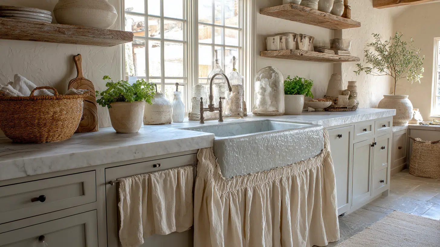 Linen-Curtain Sink Skirt