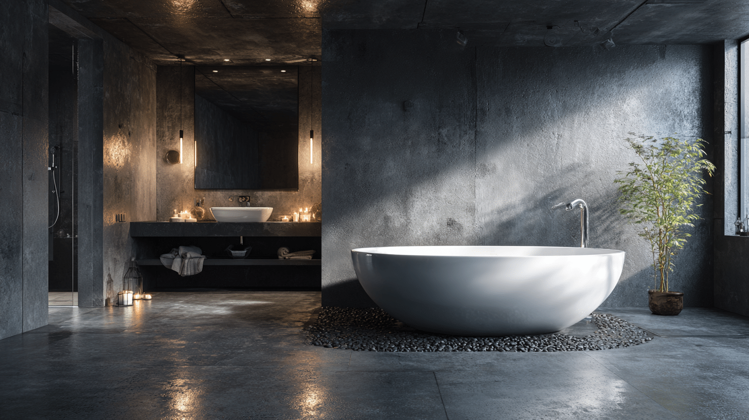 Matte Black Concrete with Glossy White Elements