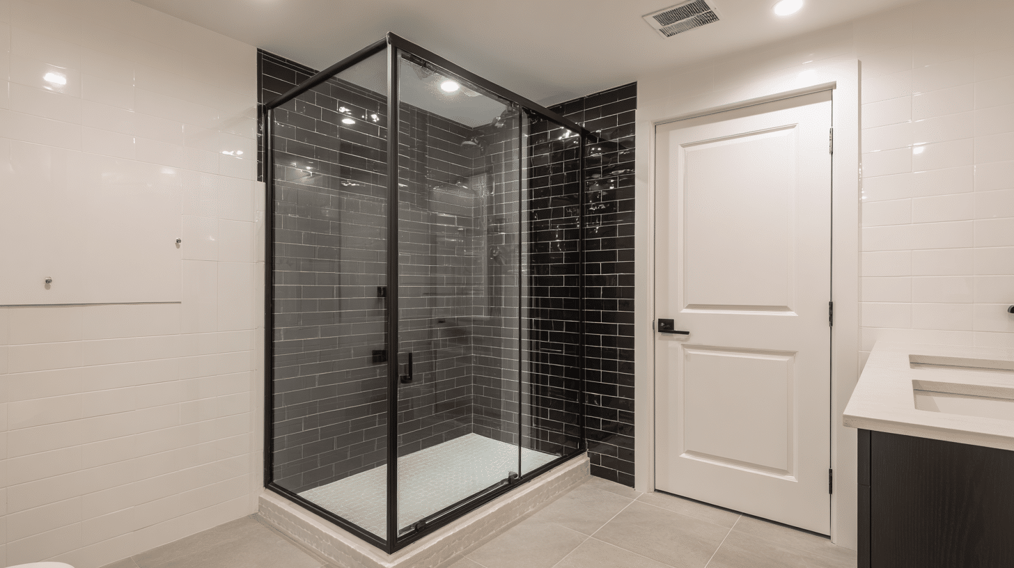 Monolithic Black Core Inside a White Bathroom