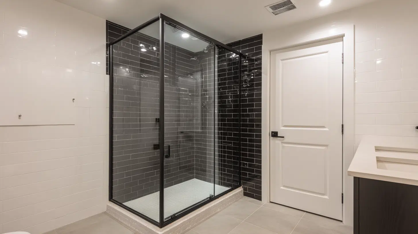 Monolithic Black Core Inside a White Bathroom