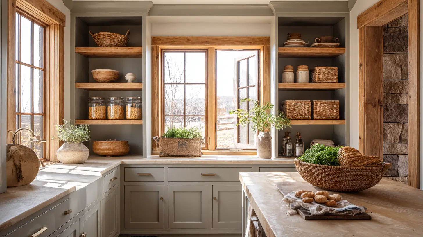 Pantry with Wooden Crank Windows