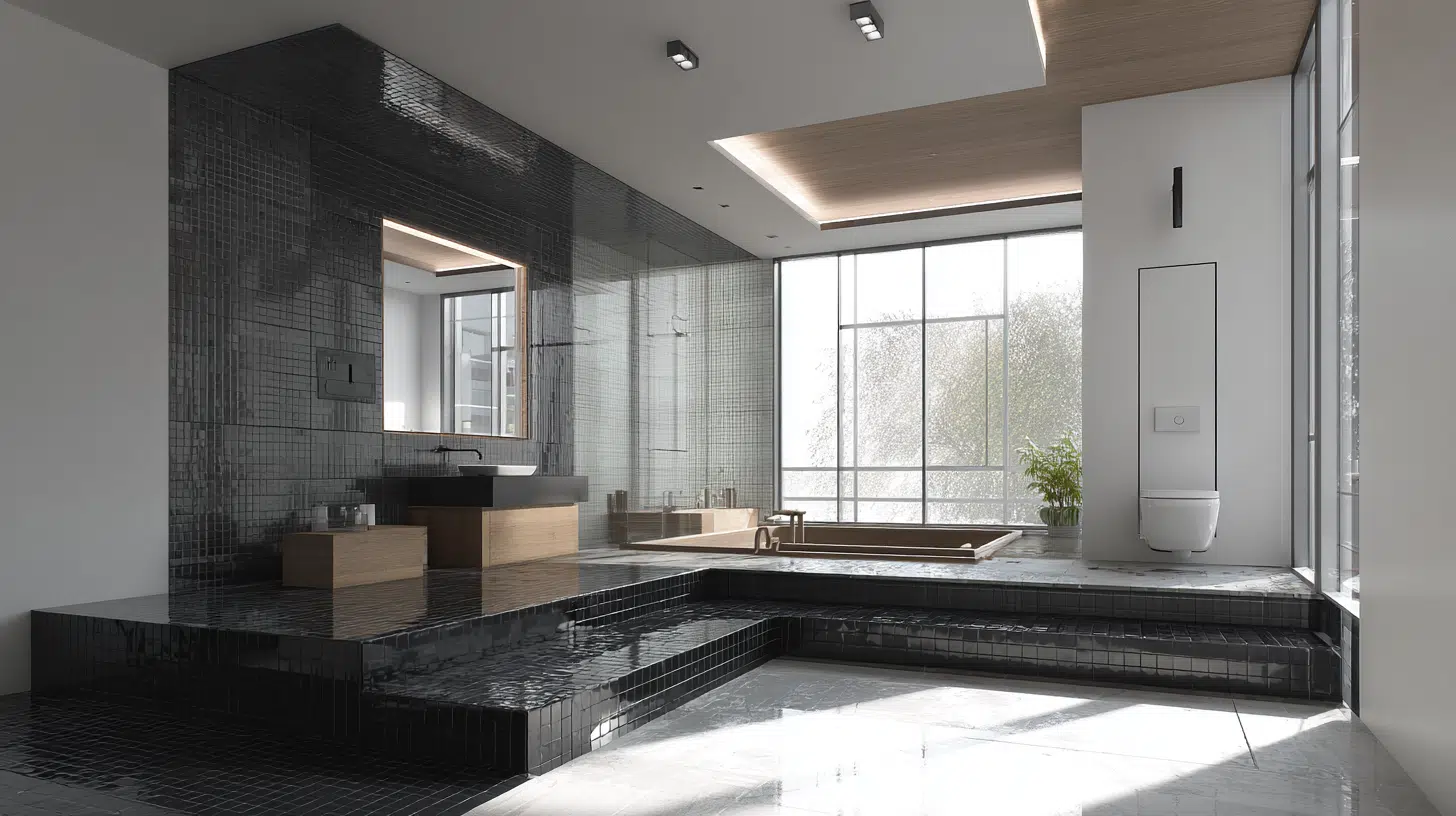 Raised Black Platform Supporting All Fixtures