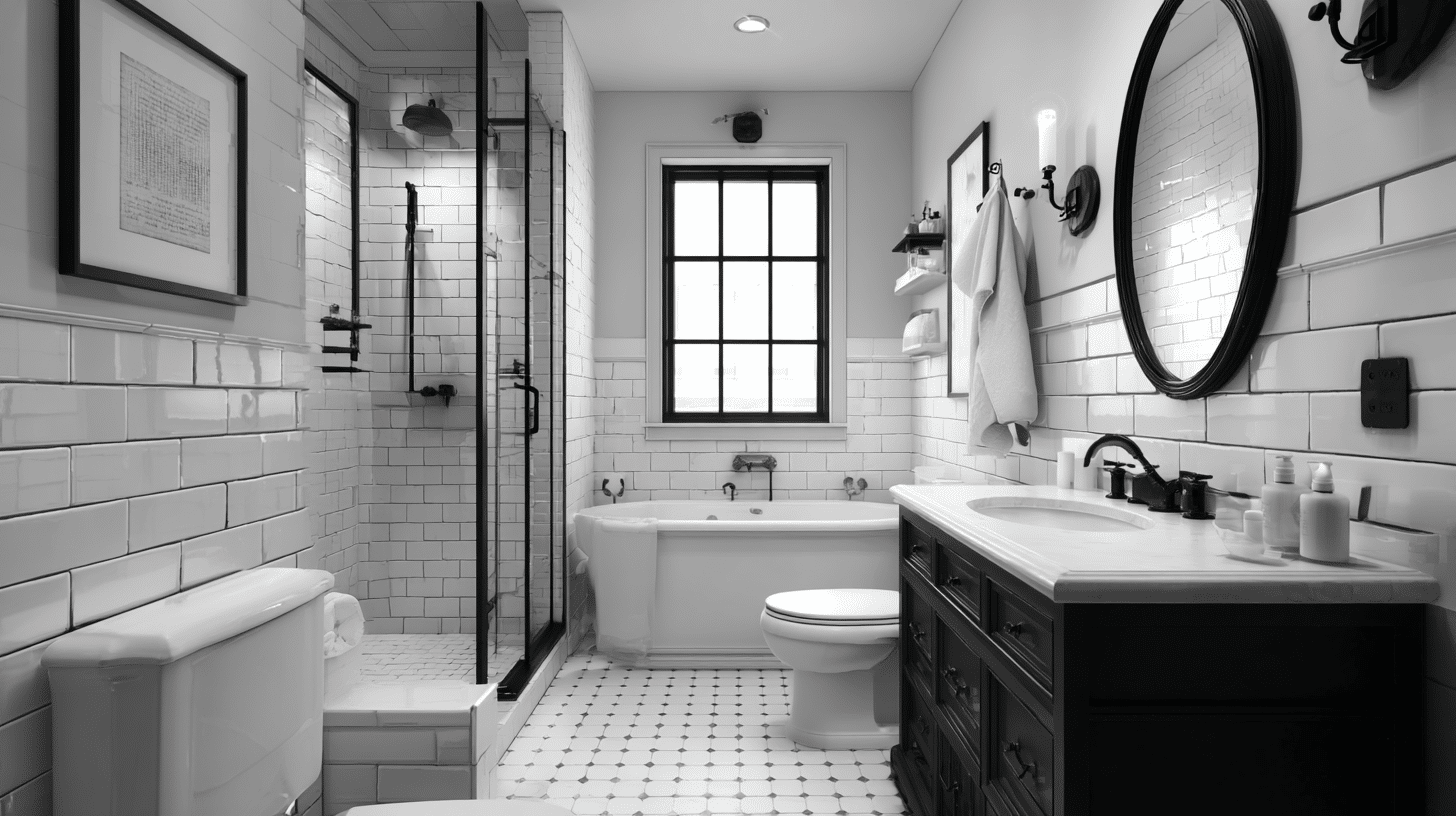 Traditional Black and White Bathroom
