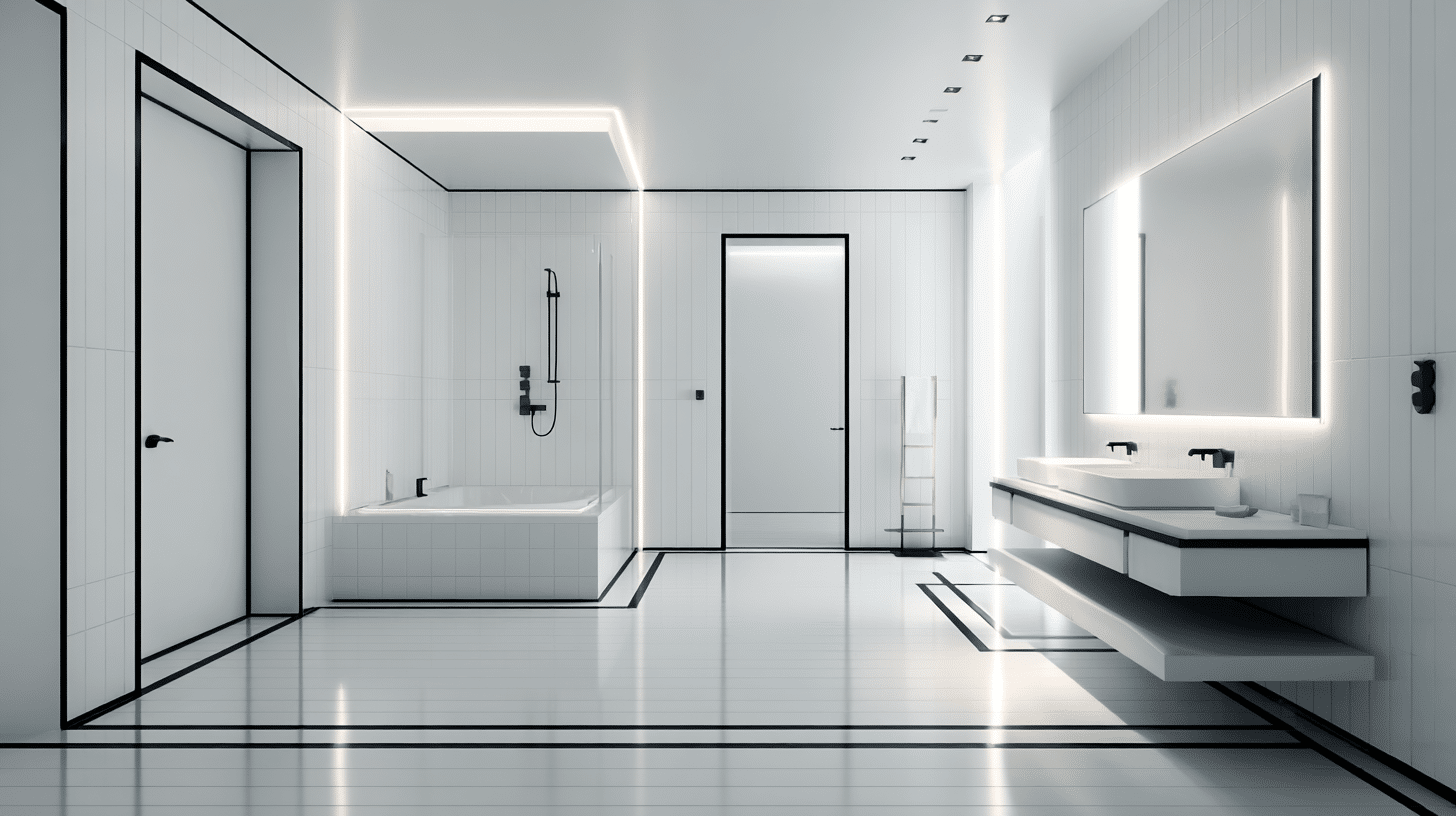 Ultra-Minimal Clinical White Space with Black Line Accents