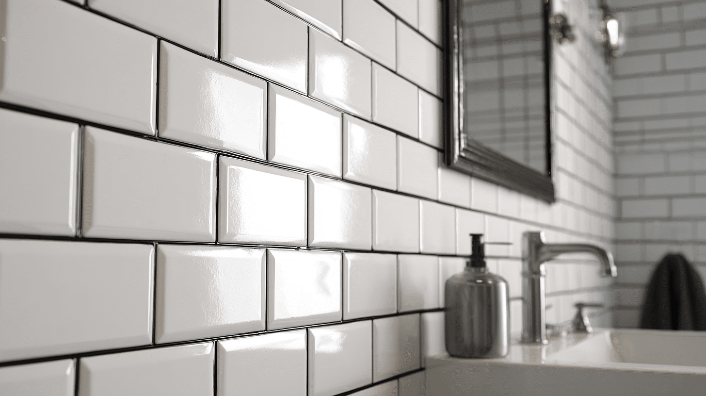 White Brick Tiles with Dark Mortar Contrast