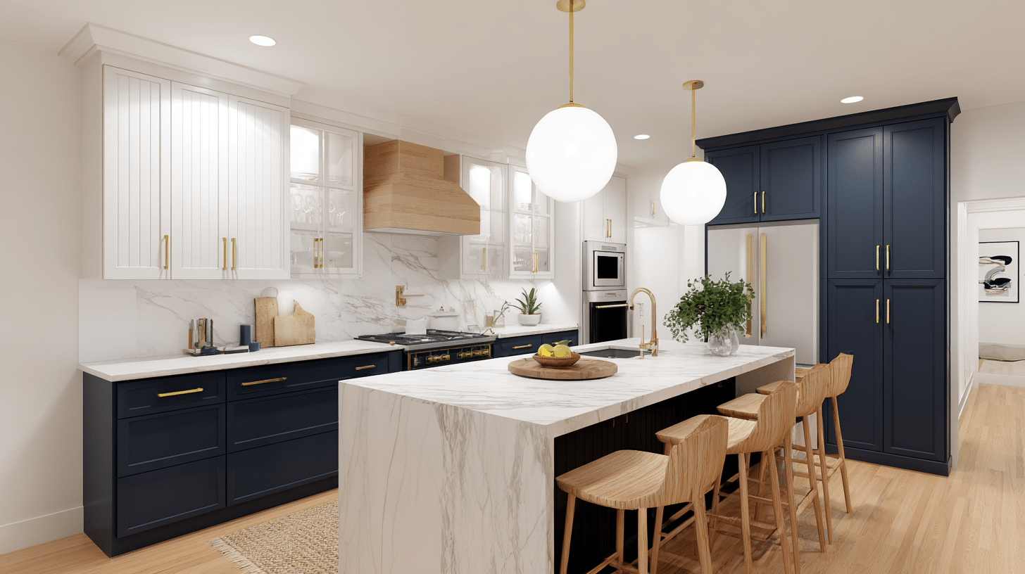 White Uppers with Navy Lowers