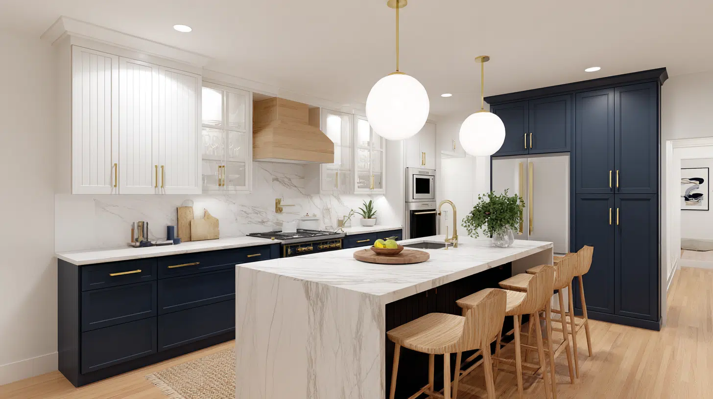 White Uppers with Navy Lowers